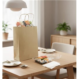 Bolsa Papel Kraft con Asas 115g/m² 18+8x24cm (25 Uds)