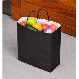 Bolsa Papel Kraft Negra con Asas 100g/m² 22+10x27cm (250 Uds)