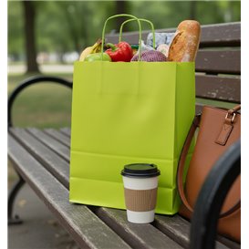 Bolsa Papel Verde con Asas 90g/m² 22+10x27cm (250 Uds)