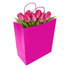 Bolsa Papel Fucsia con Asas 90g/m² 22+10x27cm (250 Uds)