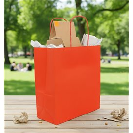 Bolsa Papel Roja con Asas 90g/m² 22+10x27cm (250 Uds)