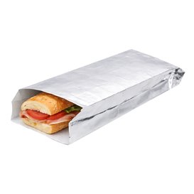 Bolsa de Papel para Bocadillo Antigrasa Aluminio 26+5x10,3cm (250 Uds)